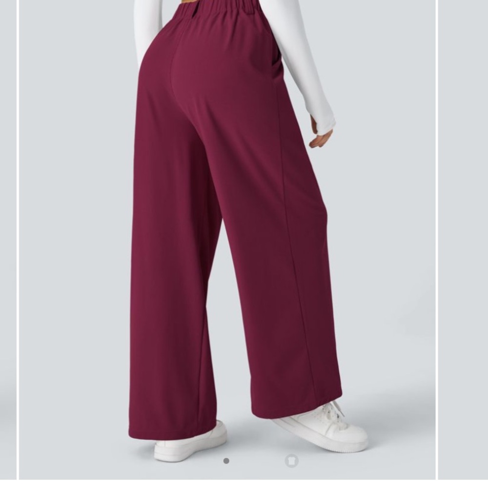 HALARA Wide Leg Pants in Burgundy - Picture 4 of 6